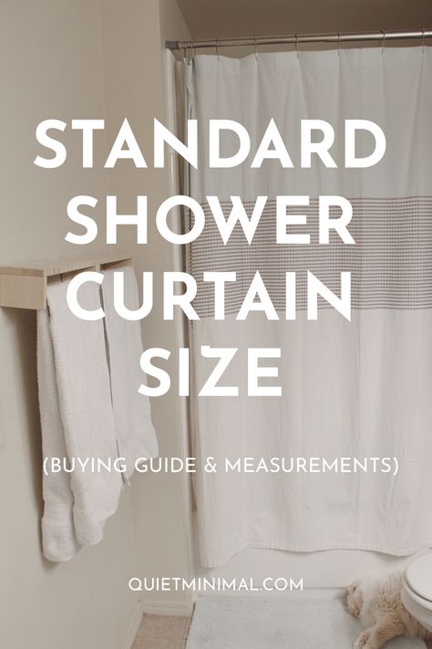 Standard Shower Curtain Size (Buying Guide & Measurements) - Quiet Minimal Southern Charm Decor, Large Bathtubs, Minimalist Living Tips, Minimalist Showers, Measuring Curtains, Cool Shower Curtains, Stall Shower Curtain, Modern Desert, Shower Curtain Sizes