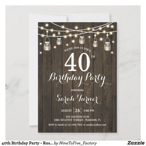 Engagement Party Rustic, 40th Birthday Party Invites, Rustic Birthday, Wood Invitation, 40th Birthday Party, 60th Birthday Invitations, 90's Birthday Party, 30th Birthday Invitations, 50th Birthday Invitations