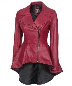 Women's Leather Jacket (100% Genuine) Real Lambskin Jackets Character Solidifying, Peplum Leather Jacket, Asymmetrical Leather Jacket, Leather Blazer Women, Peplum Designs, Distressed Leather Jacket, Leather Peplum, Frock Style, Pink Leather Jacket