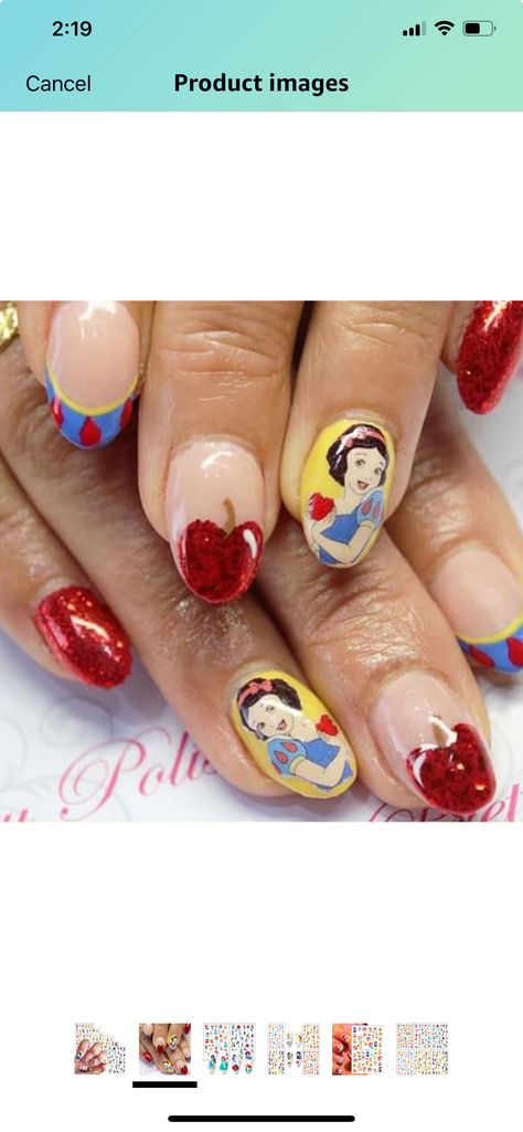 Snow White Inspired Nails, Snow White Nail Art, Snow White Nails Designs, Complicated Nails, Poison Apple Nails, Snow White Nails, Disneyland Nails, Nails Designer, Poison Apples