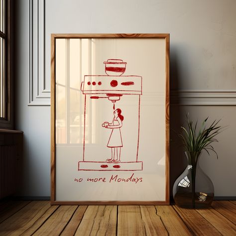 Bedroom Coffee Corner, At Home Coffee Shop, Surrealistic Illustration, Art For Coffee Shop, Coffee Shop Illustration, Coffee Drawings, Coffee Monday, Coffee Shop Names, Coffee Posters