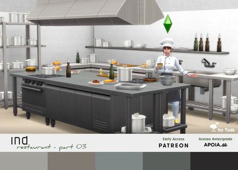 Sims 4 Restaurant, Lotes The Sims 4, Sims 4 Kitchen, Stainless Steel Counters, Sims 4 Toddler, Sims 4 Cc Packs, Best Sims, Sims 4 Build, Cc Sims