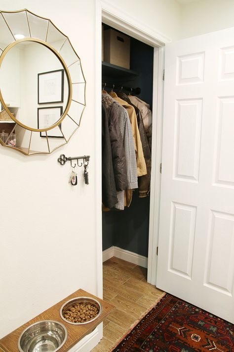 Before & After: We have a (Finished!) Coat Closet! | Chris Loves Julia College Closet Organization, Ikea Closet Organizer, Painted Closet, Baby Nursery Closet, Bedroom Closet Storage, Ikea Closet, Dorm Room Storage, Trendy Coat, Clothes Closet Organization