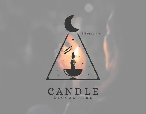 Candle Logo Design, Illustration Logo Design, Candle Logo, Light Logo, Candle Design, Printed Candles, Moon Logo, Illustration Logo, Candle Light