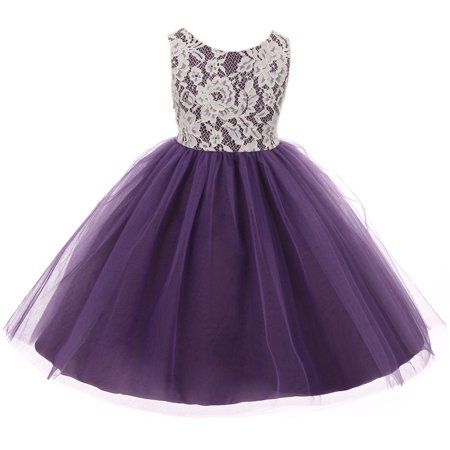 Purple Flower Girls, Purple Flower Girl Dress, Dress Usa, Purple Girls Dress, Easter Flower, America Girl, Lace Wedding Cake, Birthday Flower, Illusion Tulle