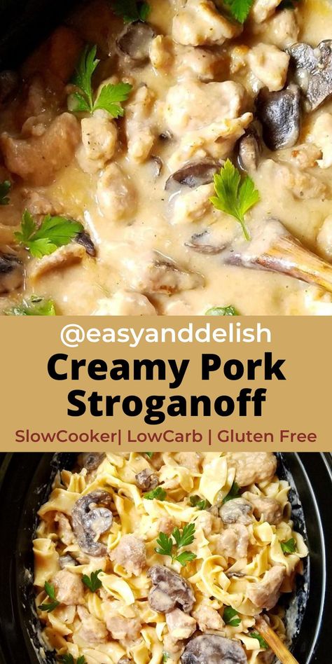 Slow Cooker Pork Stroganoff, Pork Loin Stroganoff, Pork Stroganoff Crockpot, Ground Pork Stroganoff Recipes, Pork Stroganoff Recipes Easy, Pork Casserole Recipes Slow Cooker, Pork Stroganoff Recipes, Pork Shoulder Roast Crock Pot, Pork Chop Stroganoff