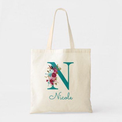 Teal Tote Bag, Diy Tote Bag Design, Painted Canvas Bags, Basic Hand Embroidery Stitches, Idee Cricut, Painted Tote, Painted Bags, Script Monogram, Letter U