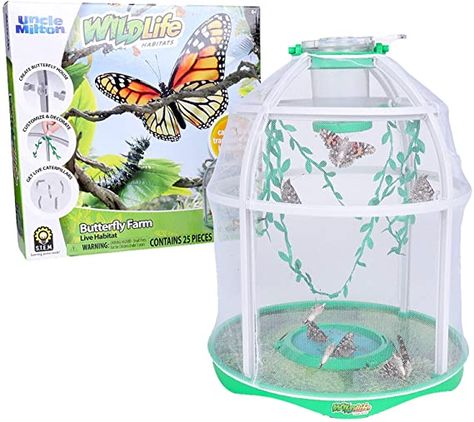 Amazon.com: Uncle Milton Butterfly Farm Live Habitat - Observe Butterfly Lifecycle in Garden – Includes Voucher to Redeem for Caterpillars : Toys & Games Butterfly Lifecycle, Nature Learning, Butterfly Farm, Butterfly Metamorphosis, Science Kits For Kids, Butterfly Kit, Butterfly Habitat, Teaching Posters, Learning Poster