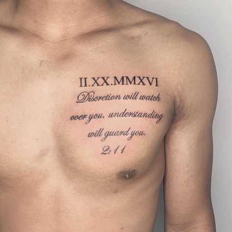 Mom Chest Tattoo, Bible Verse Chest Tattoo Men, Chest Tattoo Quotes Men, Men’s Word Chest Tattoo, Chest Letter Tattoo, Writing On Chest Tattoo, Family Chest Tattoos For Men, Right Chest Tattoo Men, Christian Chest Tattoo Men