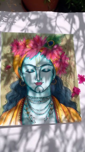 Shubh Krishna Janmashtami Krishan Ji Paintings, Krishna Potrait Sketch, Monnerism Painting, Krishna Face Painting, Krishna Painting Ideas, Krishna Ji Painting, Krishna Painting On Canvas, Contemporary Art Painting Portrait, Krishna Rangoli