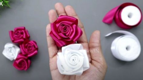 2-Minute DIY Satin Ribbon Rose Flower Tutorial | DIY Joy Projects and Crafts Ideas Diy Joy, Satin Ribbon Roses, How To Make Rose, Diy Valentine's Day Decorations, Last Minute Birthday Gifts, Rosé Hot, Rose Crafts, Ribbon Rose, Ribbon Wrap