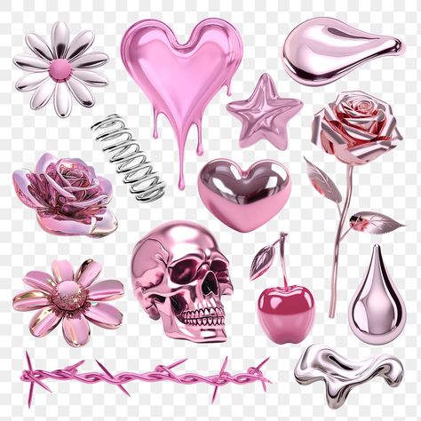 Pink Chrome Background, Y2k Elements, Rose Texture, Metal Element, 3d Chrome, Png Elements, Pink Chrome, Metal Tattoo, Monogram Tattoo