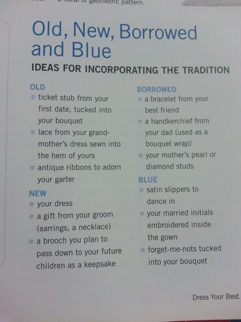 Old, new, borrowed, & blue - the "new" could be your future daughter's (or daughter-in-law-to-be) "old" or "borrowed". Wedding Ceremony Ideas, Wedding Reception Ideas, Wedding On A Budget, Something Borrowed, Future Wedding Plans, Cute Wedding Ideas, Wedding Wishes, Wedding Planning Tips, Wedding Planners