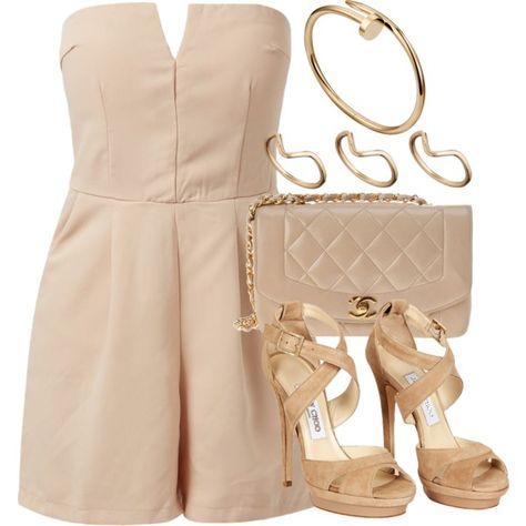 Style #7373 by vany-alvarado on Polyvore featuring AX Paris, Jimmy Choo, Chanel and ASOS Playsuit Outfit Night, Playsuit Outfit, Mode Pastel, Gala Night, Outfit Night, Dressy Outfits, Clothing Hacks, Girls Fashion Clothes, Outfit Casual