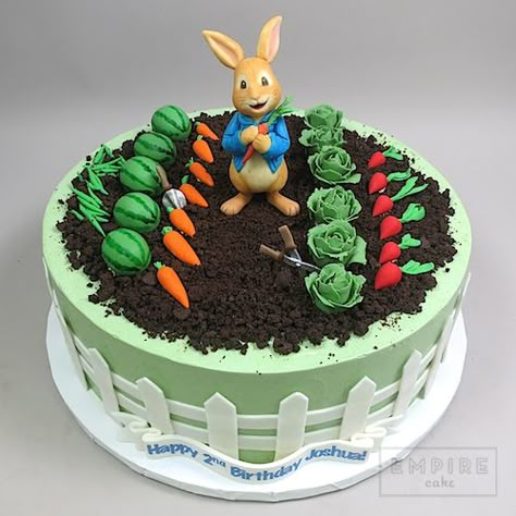 Peter Rabbit and Garden Bunny Garden Cake, Peter Rabbit Theme Cake, Easy Peter Rabbit Cake, Peter Rabbit Cake Birthdays, Peter Rabbit Carrot Cake, Easter Birthday Cake Boy, Peter Rabbit Cake Ideas, Peter Rabbit Cakes, Peter Rabbit Cupcakes