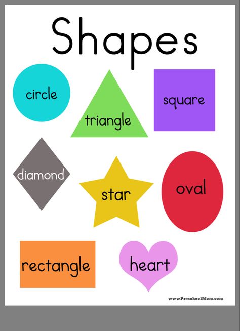 Learning Shapes Preschool, Shape Printables, Shape Bingo, Shapes Preschool Printables, Preschool Charts, Printables Preschool, Shape Worksheets For Preschool, Shapes For Toddlers, Preschool Mom