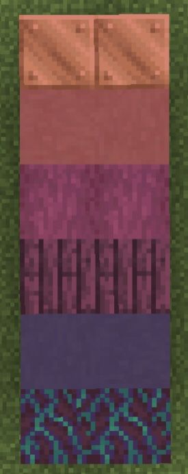 Minecraft Fade Effect, Purple Minecraft Pallet, Minecraft Nether Color Palette, Minecraft Colour Gradient, Block Palets Minecraft, Copper Gradient Minecraft, Minecraft Ombre Blocks, Minecraft Pink Gradient, Minecraft Block Pallets Castle