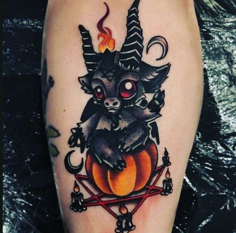 Cute Halloween Tattoos, Satanic Tattoos, Wiccan Tattoos, Pumpkin Tattoo, Autumn Tattoo, Goth Tattoo, Scary Tattoos, Theme Tattoo, Creepy Tattoos