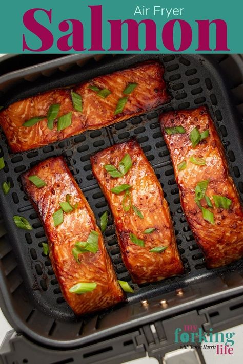 Salmon In Air Fryer, Air Fryer Recipes Salmon, Salmon Marinade, Air Fryer Salmon, Salmon Soy Sauce, Air Fryer Fish, Marinated Salmon, Fried Salmon, Air Fry Recipes