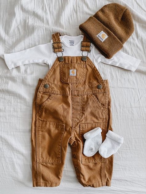 Carhartt Baby Boy Pictures, Baby Boy Carhartt Overalls Outfit, Baby Boy Overalls Outfit Pictures, Baby Boy Carhartt Outfits, Baby Boy Must Haves, Baby Fever Boys, Cute Baby Outfits For Boys, Boy Baby Outfits, Baby Boy Style Newborn