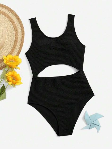 SHEIN Teen Girl Cut Out Waist One Piece Swimsuit | SHEIN USA Swimsuit Inspo, Knitted Swimsuit, Beachy Outfits, Girls Cuts, Bathing Suits One Piece, Swimsuits Outfits, Cute Bathing Suits, Costume Intero