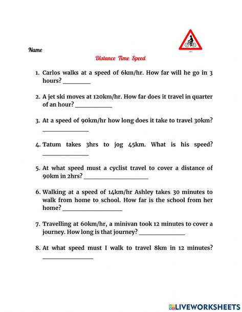 Speed Distance Time Worksheet, Speed Distance Time, Introduction To Fractions, Text To Self Connection, Perimeter Worksheets, Classroom Preparation, Learning Mathematics, Second Semester, Time Worksheets