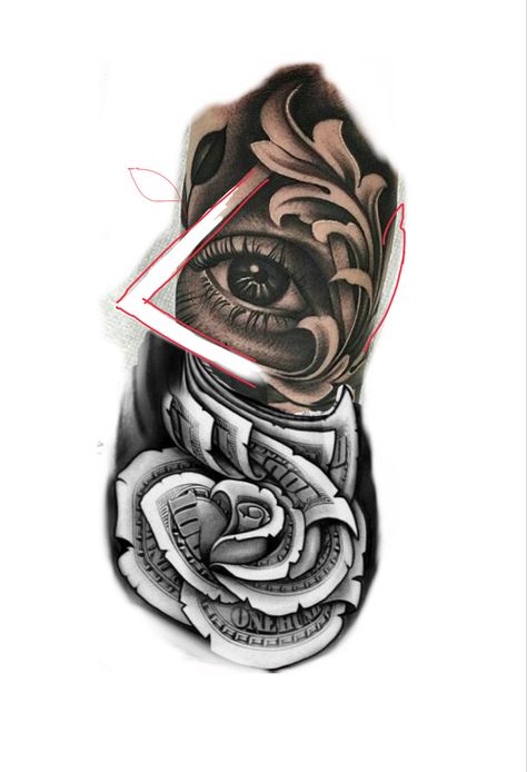 Dollar Rose Tattoo Design, Tortoise Tattoo, Rose Tattoo Stencil, Eyeball Tattoo, Tattoo Ideas Males, Rose Hand Tattoo, Filigree Tattoo, Half Sleeve Tattoos Drawings, Black Art Tattoo