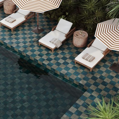 Born Teal Blue 5x5 Matte Porcelain Tile | Tilebar.com Mosaic Pool Tile, Green Pool, Exterior Tiles, Matte Porcelain Tile, Indoor Tile, Ivy Hill Tile, Porcelain Wall Tile, Flooring Projects, Outdoor Tiles