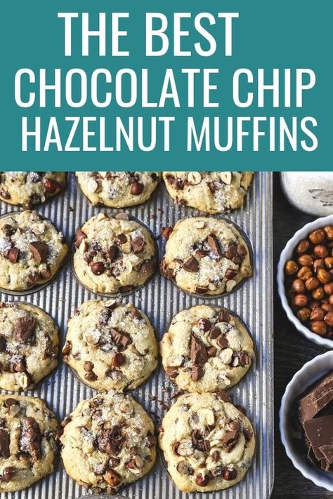 Hazelnut Muffin Recipes, Hazelnut Muffins, Homemade Chocolate Chip Muffins, Best Chocolate Chip Muffins, Muffins Chocolate, Modern Honey, Gourmet Bakery, Bakery Style Muffins, Diy Easy Recipes