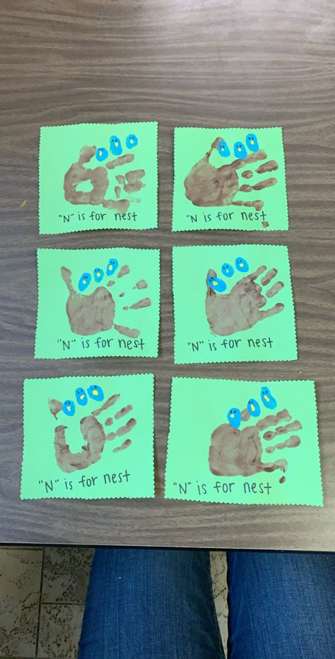 N Letter Craft Preschool, H Craft Preschool, N Is For Craft Handprint, Letter N Crafts For Preschoolers Art, N Letter Activities For Preschool, Letter N Art Preschool, N Is For Craft Preschool, Letter N Crafts Kindergarten, Josephs Coat Craft Preschool