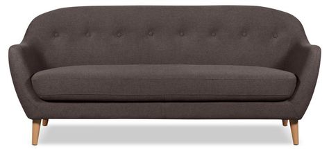 Calla Linen-Look Fabric Sofa – Dark Grey|Sofa Calla en tissu d'apparence lin - gris foncé Mid 20th Century Furniture, Sofa With Wood, Boys Bed, Living Room Dark, Room Dark, Next Furniture, The Brick, Fabric Seat, Comfortable Sofa