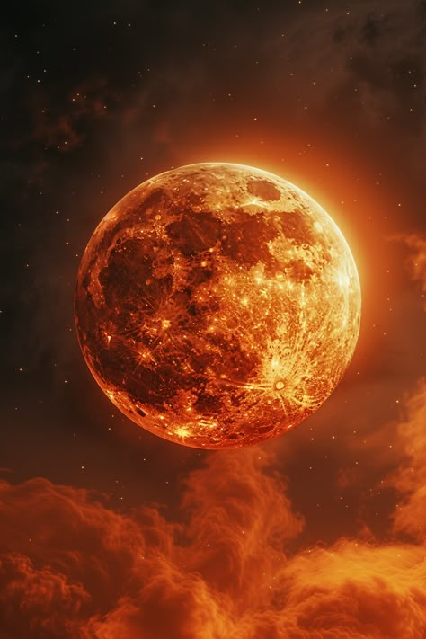 "Orange Moon Spiritual Symbolism" Orange Moon Wallpaper, Orange Moon Painting, Orange Moon Aesthetic, Orange Art Aesthetic, Werewolf Inspiration, Moon Symbolism, Astral Art, Orange Aesthetics, Fall Moon