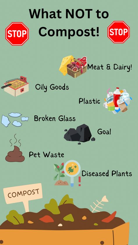 Learn the secrets to successful composting by knowing what to keep out of your compost pile! From avoiding meat and dairy products to steering clear of diseased plants and pet waste, discover the key ingredients for nutrient-rich compost that will supercharge your garden. Let’s compost smarter and create a healthier planet together! #CompostingTips #ReduceReuseRecycle #SustainableLiving Kiosk Ideas, Gardening Essentials, Compost Pile, Composting Toilets, Keep Out, Reduce Reuse Recycle, Dairy Products, Composting, Urban Farming