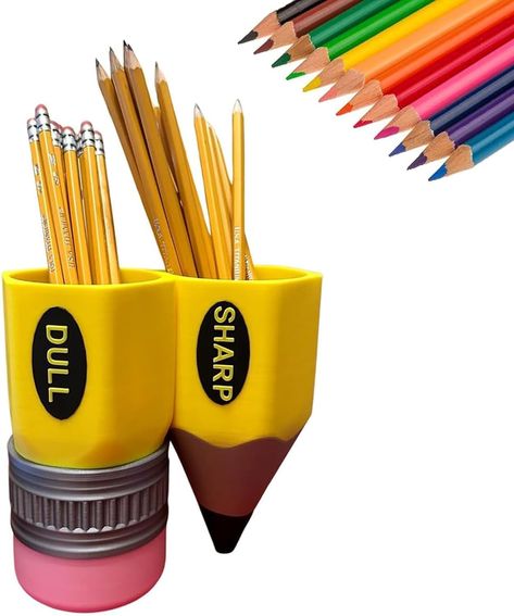 PRICES MAY VARY. Pen and pencil holder cute appearance, This pen holder is still functional. Sharp dull pencil holder for classroom can hold all types of pens,pens,colored pens,and other gadgets to keep your stationery neat and organized. Designed with a pencil head shape and bright colors, the pencil cup is vibrant and eye-catching, will add some humor to your modern desk, shelf, or home office, bring you a delightful mood This Pencil Storage Organizer is durable and sturdy to you for a long ti Cute Pencil Holder, Library Study Room, Sharp Pencils, Library Study, Pencil Storage, Cute Pencil, Wooden Pencil, Pencil Cup, Desk Shelf