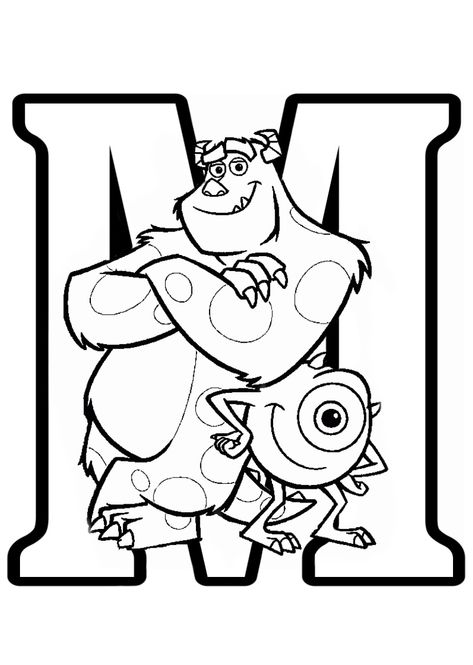 Monsters Inc Coloring Pages, Disney Coloring Sheets, Disney Alphabet, Monster Coloring Pages, Abc Coloring Pages, Coloring Pages Inspirational, Abc Coloring, Free Adult Coloring Pages, Coloring Page Ideas