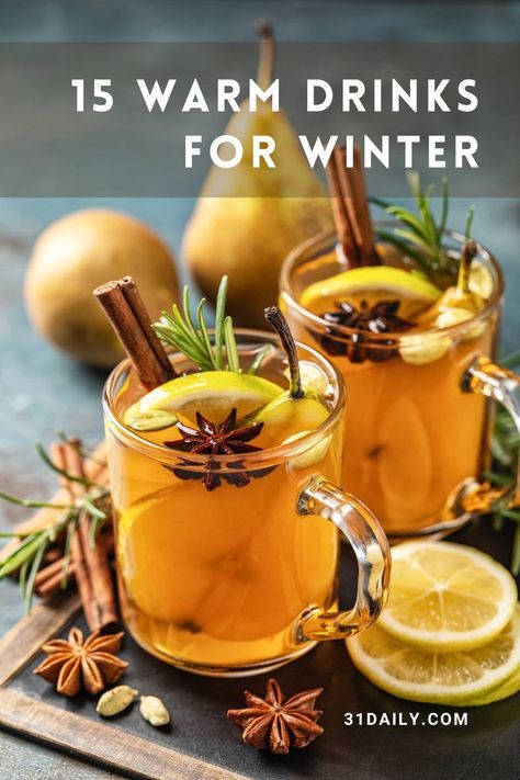 When winter weather seems to seep into your bones, when the days are short and you crave anything toasty, these easy and delicious winter warm drinks will have you relishing the frigid months of the season. Hot Toddy Recipe With Tea, Spiked Mulled Cider, Classic Hot Toddy Recipe, Hot Toddy Recipe For Colds, Cold Weather Drinks, Hot Toddy Cocktail, Hot Toddy Recipe, Warm Winter Drinks, Toddy Recipe