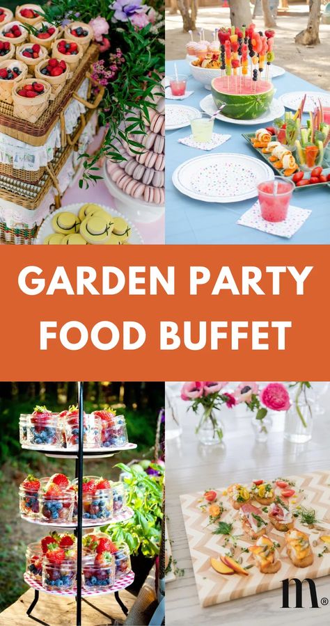 33+ Delicious Garden Party Food Buffet Ideas Easy Garden Party Food, Themed Buffet Ideas, Garden Picnic Food Ideas, Plant Party Food, Buffet Salads Ideas, Hot Buffet Food Ideas Party, Garden Theme Party Food, Garden Party Menu Ideas, Sandwich Display Ideas For Party