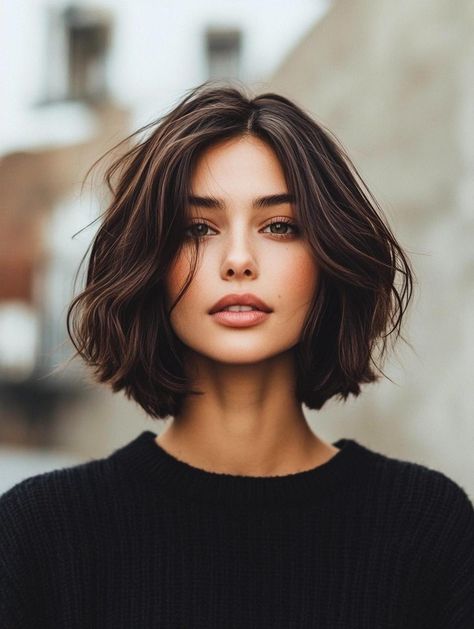 Brunette Layered Bob, Short Bob Dark Hair, Flicked Bob, Box Bob, Medium Bob Haircuts, Box Braids Men, Haircut Names, Medium Length Bobs, Medium Bob Haircut