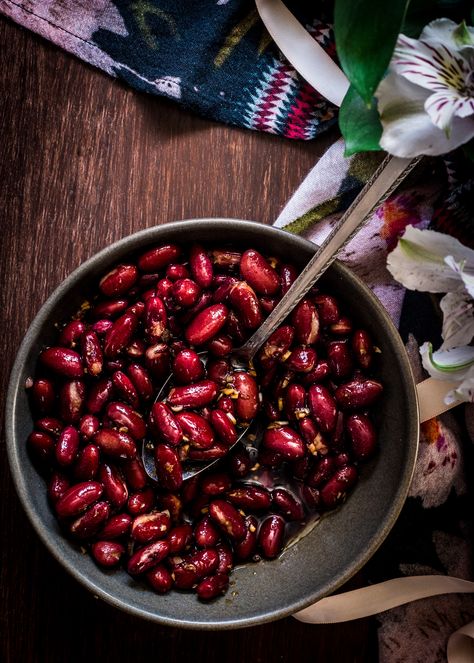 Marinated Kidney Beans - Kidney Bean Bibimbap with Mirin Braised Shiitakes Marinated Kidney Beans, Tofu Bibimbap Recipe, Bibimbap Vegetarian, Bibimbap Recipe, Soy Butter, Vibe Board, Estrogen Hormone, Squash Vegetable, White Kidney Beans