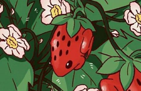 strawberry frog aint much else to it Strawberry Kawaii, Strawberry Frog, Strawberries, Things That, Green, Art