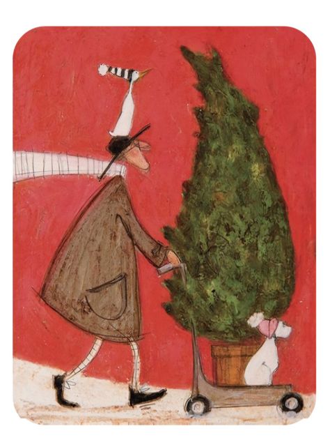 Christmas Card Size, Jack Terrier, Happy Christmas Card, Christmas Tree Canvas, Tasha Tudor, Art Houses, Christmas Tree Art, 강아지 그림, Tree Cards