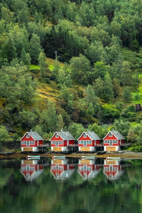 Spring Travel Destinations, Norway House, Norway Cruise, Summer Travel Destinations, Red Houses, Norway Fjords, Family Vacation Spots, Beautiful Landscape Photography, Visit Norway