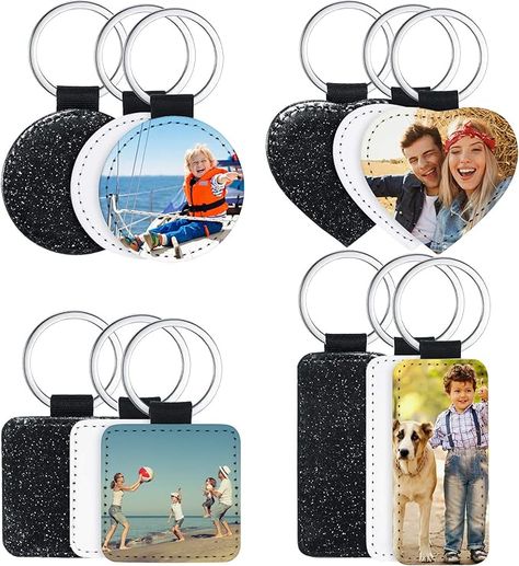 PU leather faux leather lining Pull On closure Package includes: here comes 12 pieces sublimation blank keychain pendants, including 4 different shapes, namely rectangle shape, round shape, square shape and heart shape, 3 pieces for each shape, sufficient quantity and various styles help you personalize various keychains Leather Keychain Diy, Sublimation Keychain, Keychain Ideas, Sublimation Blanks, Heart Keychain, Diy Keychain, Amazon Art, Leather Keychain, Leather Diy