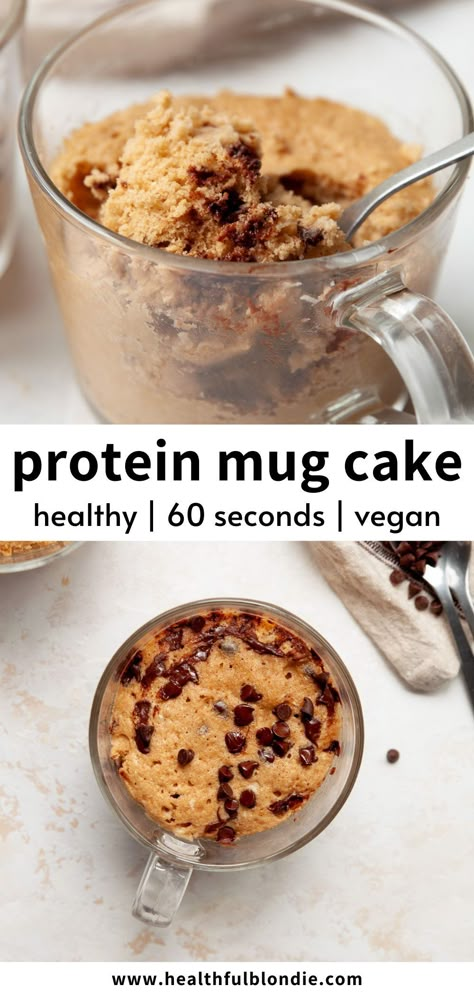 The best microwave protein powder mug cake recipe that's vegan, eggless, and made with oat flour. It's the perfect 1-minute healthy and gluten-free breakfast, snack, or dessert! Protein Powder Mug Cake, Macros Recipes, Blondie Recipes, Protein Mug Cake, Blueberry Crumble Bars, Mug Cake Healthy, Clean Desserts, Protein Mug Cakes, Mug Cake Recipe