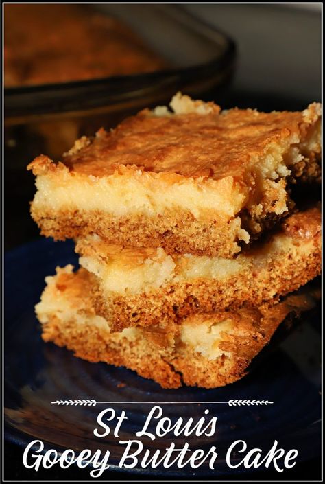 This sweet and chewy cake is a St Louis original! It has a buttery crust with a gooey cream cheese filling and can be served for breakfast or dessert. Chewy Cake Recipe, Chewy Cake, Orange Sweet Rolls, Tired Mama, Potato Chip Cookies, Wine Chocolate, Gooey Butter, Rock Recipes, Gooey Butter Cake