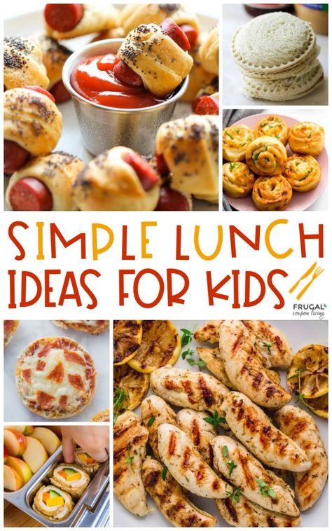 Simple Lunch Ideas for Kids at school, work, play, or home. Quick & easy you can't miss. Follow these on the go lunch ideas including kids favorites like wraps, quesadillas, corn dogs, sandwich sushi, pigs in a blanket, and more. #FrugalCouponLiving #onthego #lunch #lunchideas #lunchideasforkids #lunchideasforwork #lunchideasforschool #schoolunchideas #worklunchideas #kidslunchideas #lunchideaskids #quickandeasy Quick Lunches On The Go, Pigs In A Blanket Lunch Ideas, Spring Break Lunch Ideas For Kids, No Cook Lunches For Kids, No Bread Lunch Ideas For Kids, Easy Saturday Lunch Ideas, Hot Food For School Lunch, Vbs Lunch Ideas, Easy Lunch Ideas For Kids At Home Summer