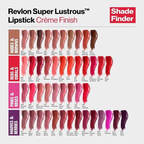 Truly addictive to wear. Revlon Super Lustrous™ Lipstick is an iconic cult classic for a reason. It glides on effortlessly with 80% conditioning ingredients, and minimizes lines for smooth, fuller-looking lips. Creamy, moisturized feel. Size: 4.2 g.💄💯 Trending Lipstick Shades 2024, Revlon Shameless Lipstick, Revlon Lustrous Lipstick Swatch, Reckon Lipstick, Lip Color For Olive Skin, Warm Nude Lipstick, Revlon Lustrous Lipstick, Revlon Rose Velvet, Revlon Cherries In The Snow