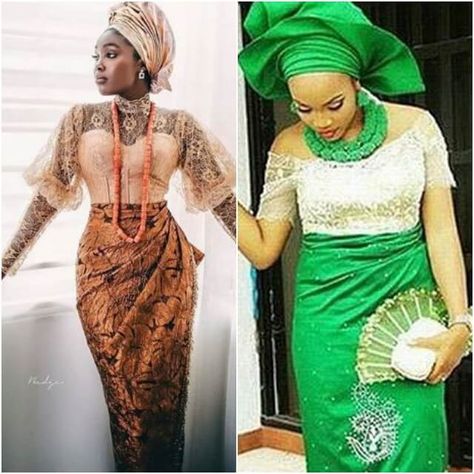 Latest Lace Blouse Styles for Wrappers (2020 Igbo Blouses) - NaijaGlamWedding Latest Lace Blouse Styles, Latest Igbo Blouses For Wrapper, Madam Blouse Styles, Madam Blouse Lace For Wrapper, Madam Blouse, Igbo Blouse, African Wear For Women, Lace Blouse Styles, Lace Skirt And Blouse