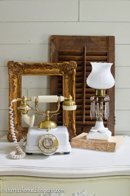 Phone Decor Ideas, Oil Lamp Decor, French Style Decor, At Home Decor, Lingerie Chest, Phone Decor, French Lingerie, Farmhouse Inspiration, Vintage Phones