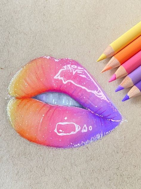 Color Pencil Reference Photo, Lip Drawing Ideas, Prisma Color Drawings, Drawing Ideas Colored Pencil, Realistic Lips, Adjectives Grammar, Colored Pencil Artwork Ideas, Relatable Illustrations, Lip Artwork